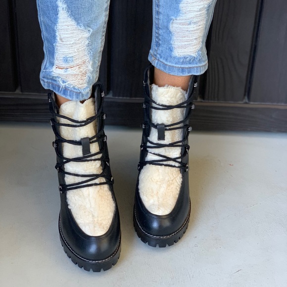 Check Genuine Leather Lace Up Lug Hiker Boot - Picture 6 of 8